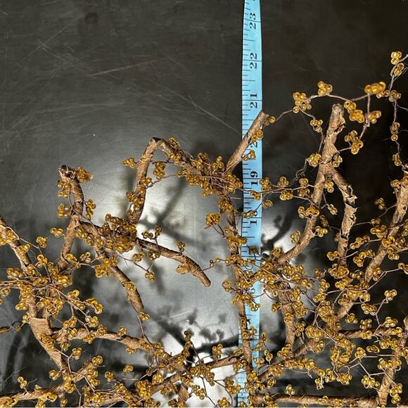 NEW Pottery Barn Amber Bead Wrapped Metal Branch Wreath Centerpiece Bowl 20” HTF - Picture 11 of 15